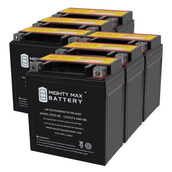 YTX7L-BS 12V 6AH Replacement Battery Compatible with Honda CB F Hornet 600 03-04 - 6PK, Mighty Max Battery, Mfr#: MAX3999571
